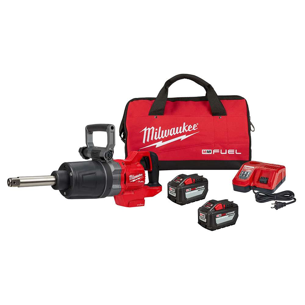 LLAVE DE IMPACTO DE ALTO TORQUE CON MANGO EN D Y YUNQUE EXTERNO M18 FUEL DE 1 CON ONE-KEY 2 BATERIAS 12 CARADOR Y BOLSO