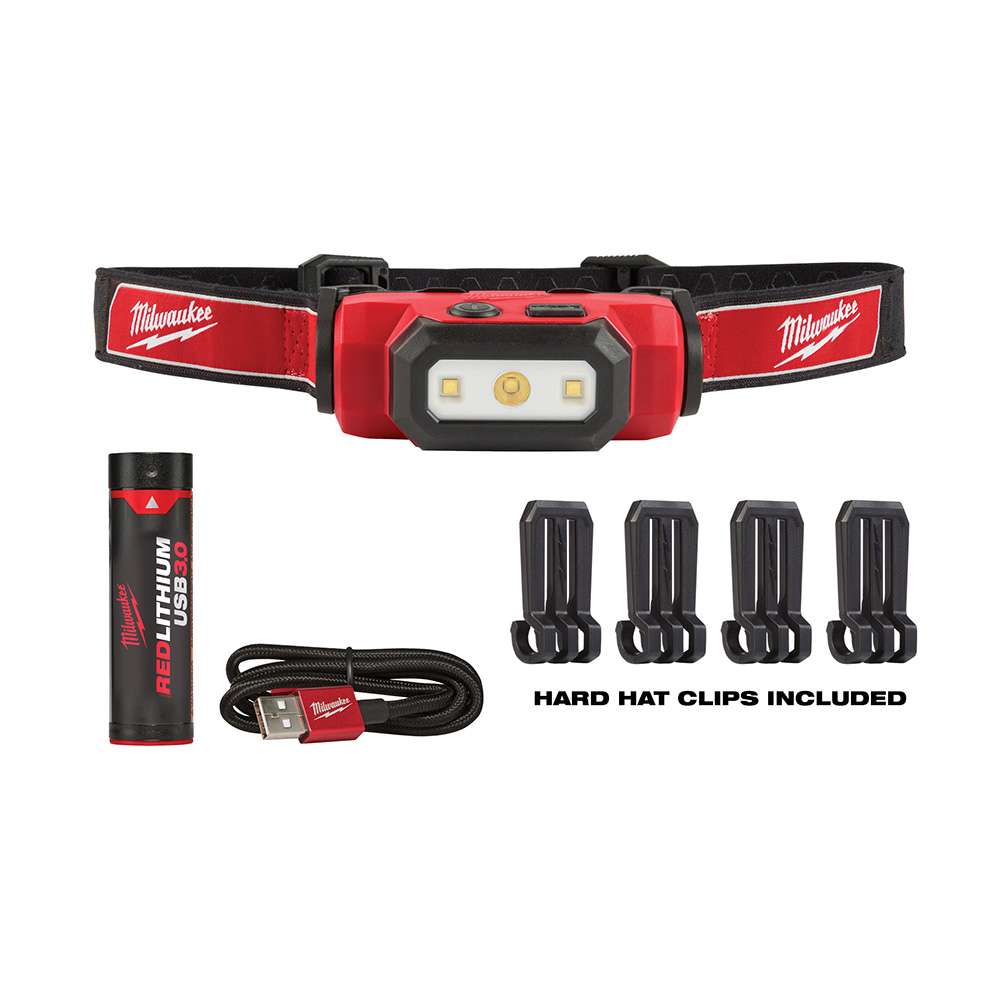LINTERNA DE CASCO DE 475 LUMENES CON BATERIA 3.0 Y CABLE USB