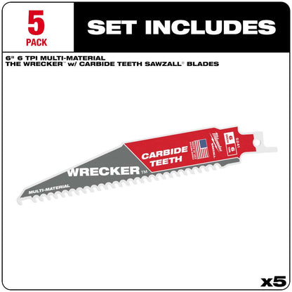 KIT 5 HOJAS DE CARBURO 6 TPI THE WRECKER 6