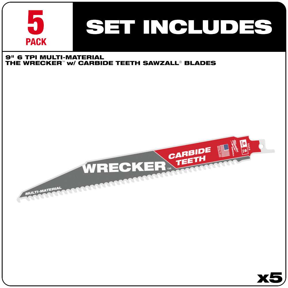 KIT 5 HOJAS DE CARBURO 9 6 TPI THE WRECKER