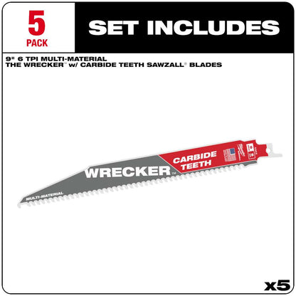 KIT 5 HOJAS DE CARBURO 9 6 TPI THE WRECKER