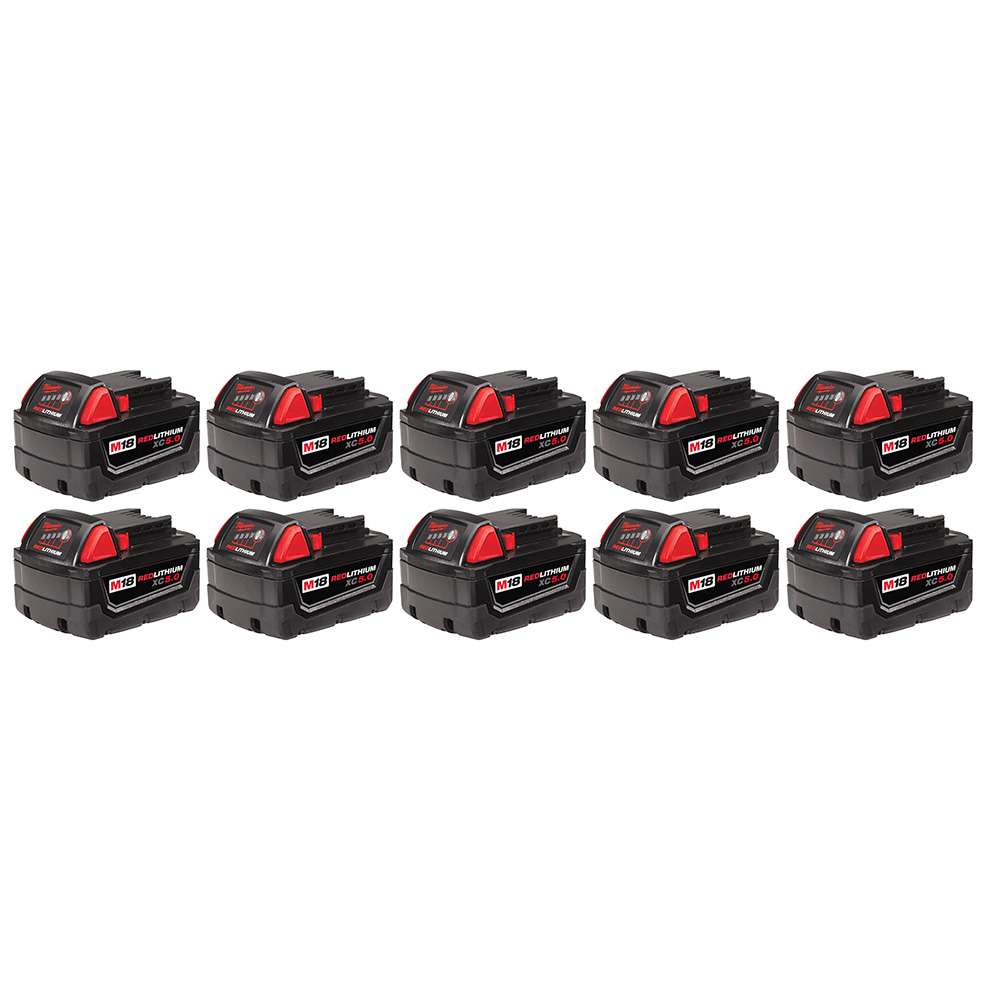 PAQUETE DE 10 BATERÍAS DE CAPACIDAD EXTENDIDA M18 REDLITHIUM XC 5.0