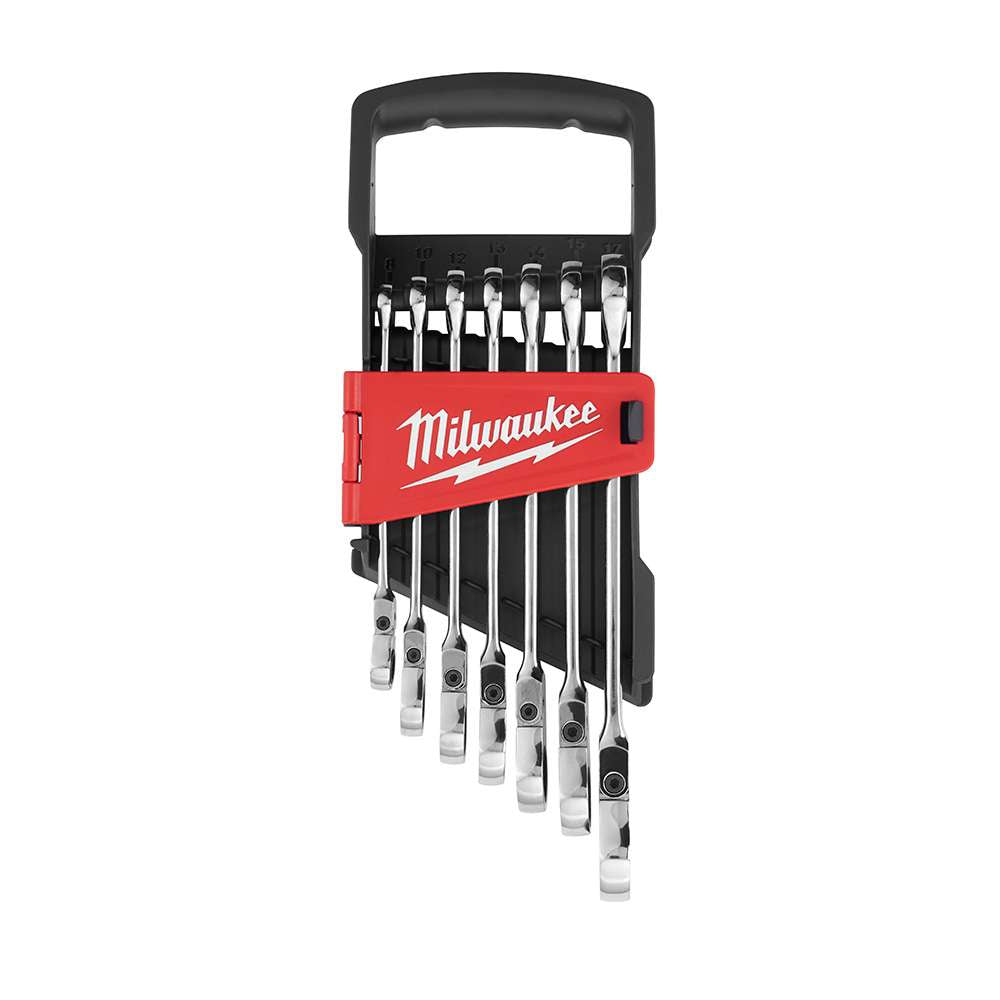 KIT DE LLAVES COMBINADAS DE TRINQUETE CON CABEZA FLEXIBLE MÉTRICA DE 7 PIEZAS