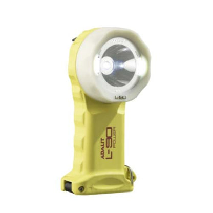 LINTERNA DE ANGULO RECTO ADALIT L-90F POWER CON ARO FOTOLUMINICENTE A PILAS AA
