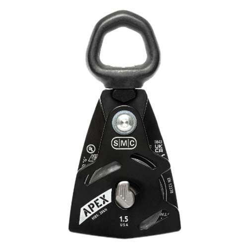 POLEA SIMPLE ALUMINIO SMC GIRATORIA APEX 1.5 NEGRA 24 KN
